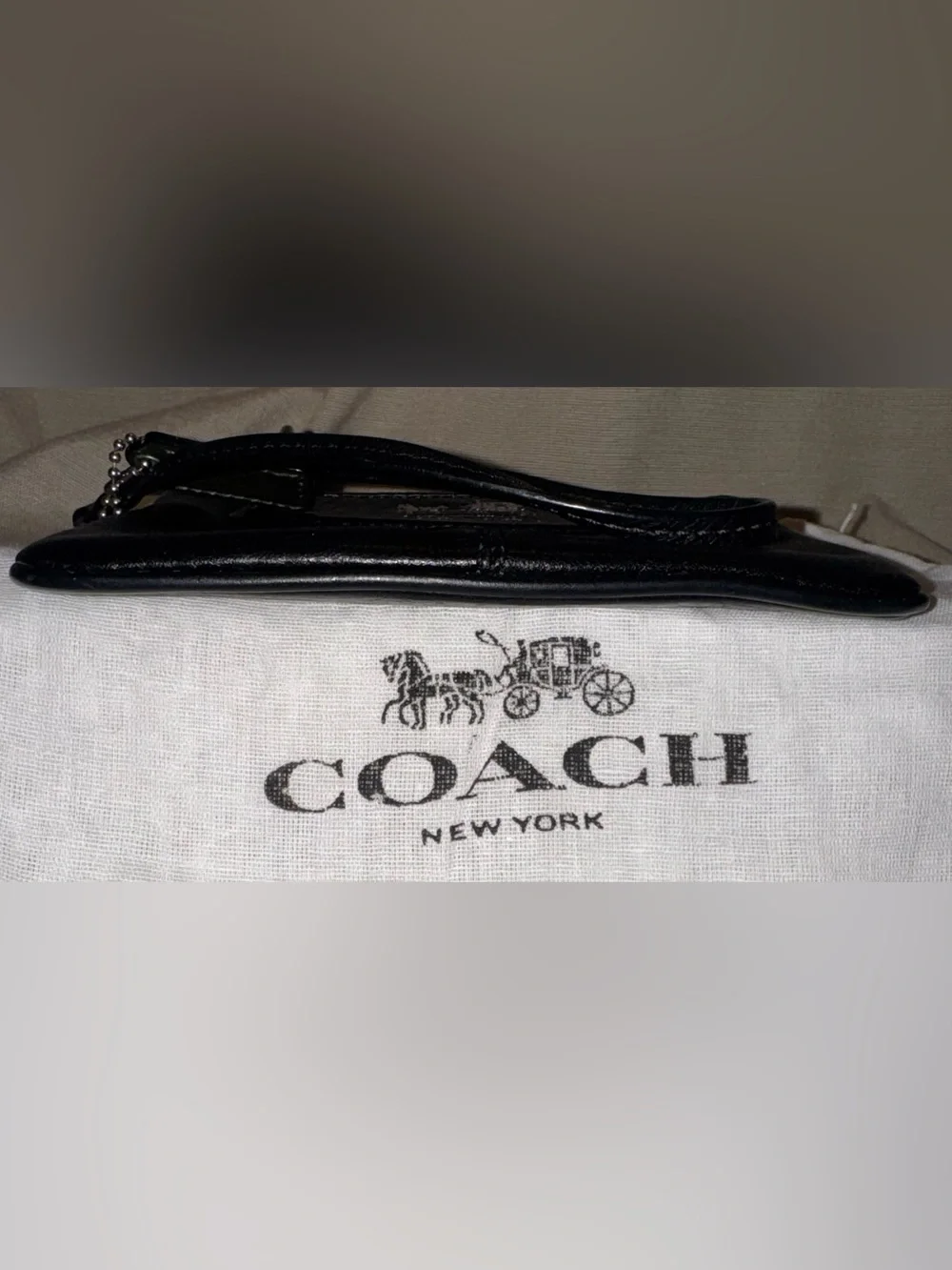 Coach Black Leather Wristlet with Silver Coach Horse & Carriage Logo